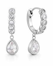 Front view of Luna Drop Hoop Earrings by Zodiglow