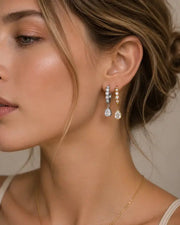Side view of Luna Drop Hoop Earrings by Zodiglow