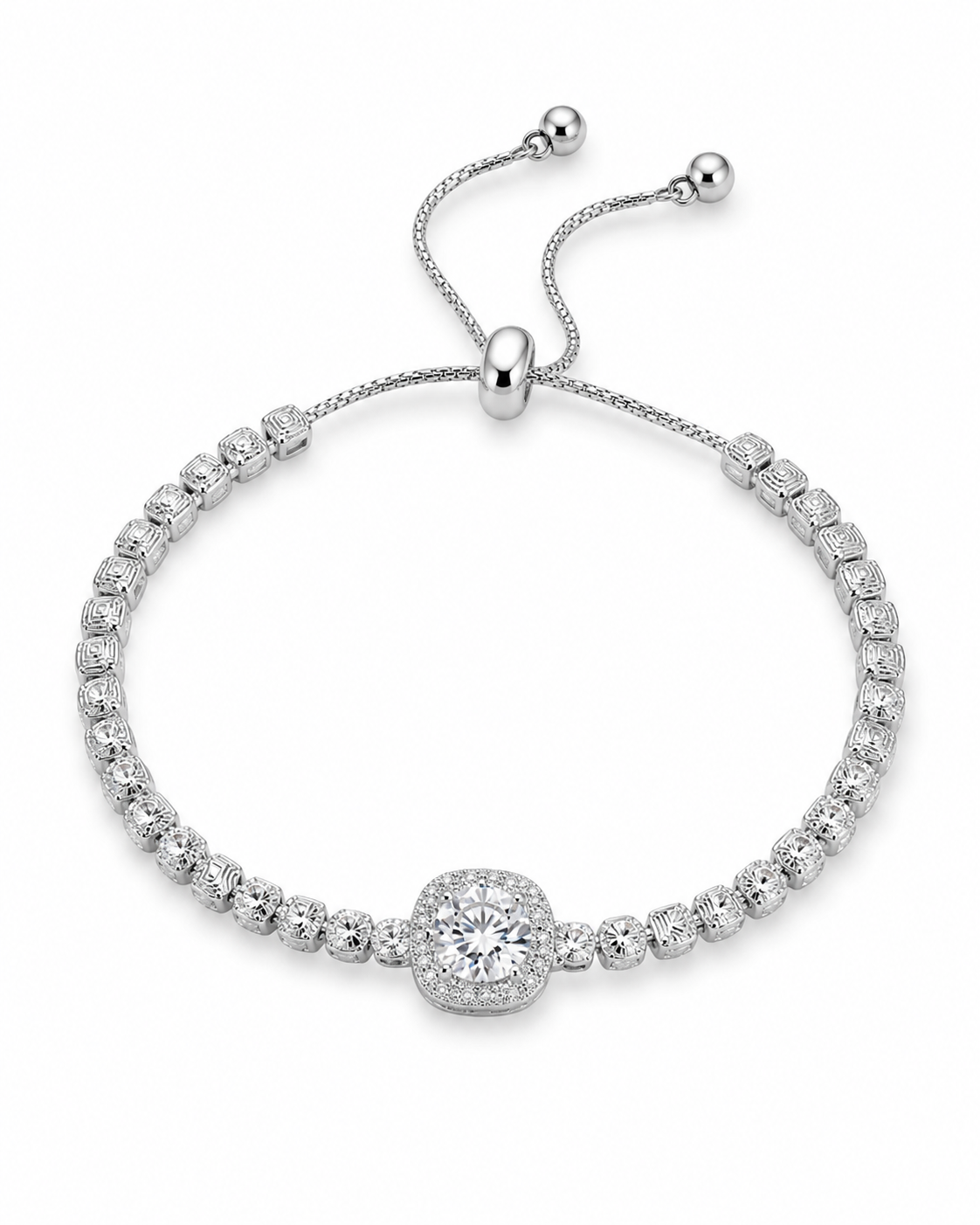 Front view of Luna Halo Slider Bracelet by Zodiglow