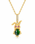 Front view of Luna Jade Bunny Pendant Necklace by Zodiglow