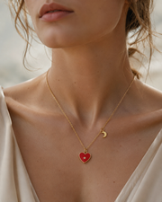Alternate view of Luna Red Heart Necklace by Zodiglow