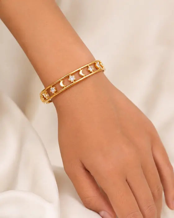 Alternate view of Luna Star Gold Cuff Bracelet by Zodiglow