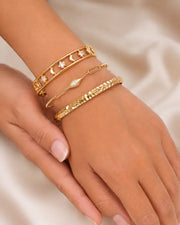 Close-up view of Luna Star Gold Cuff Bracelet by Zodiglow