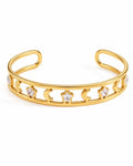 Front view of Luna Star Gold Cuff Bracelet by Zodiglow