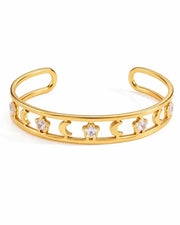 Front view of Luna Star Gold Cuff Bracelet by Zodiglow