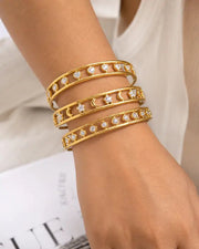 Side view of Luna Star Gold Cuff Bracelet by Zodiglow