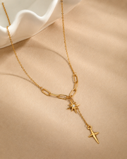 Detail view of Celestia Star Drop Necklace by Zodiglow