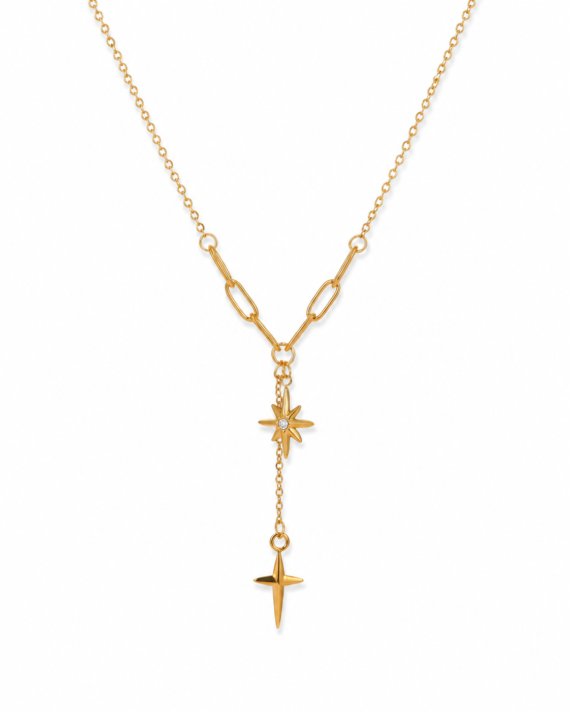 Front view of Celestia Star Drop Necklace by Zodiglow