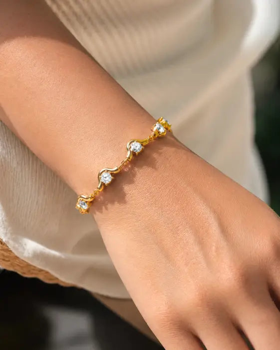 Alternate view of Luna Wave Gold Bracelet by Zodiglow