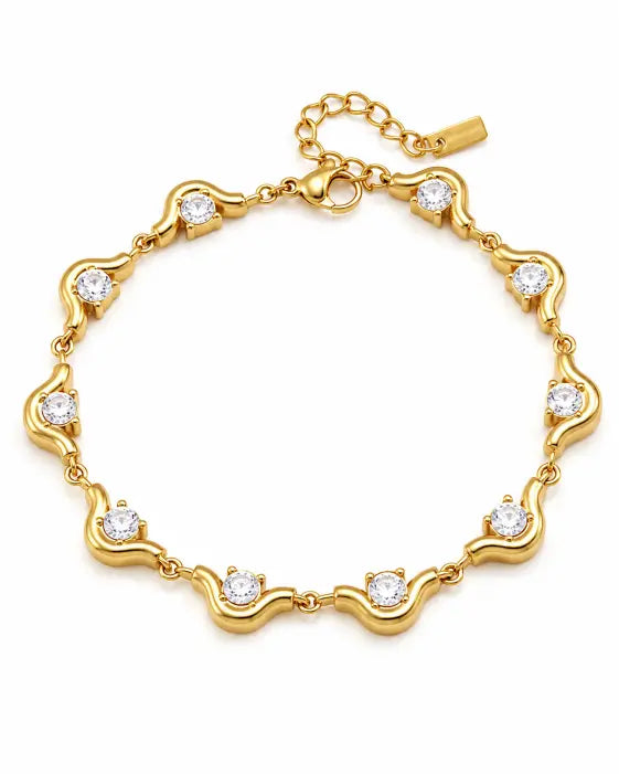 Front view of Luna Wave Gold Bracelet by Zodiglow