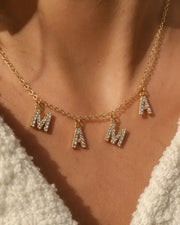Alternate view of Mama Shine Zircon Letter Necklace by Zodiglow