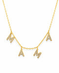 Front view of Mama Shine Zircon Letter Necklace by Zodiglow