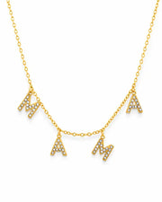 Front view of Mama Shine Zircon Letter Necklace by Zodiglow