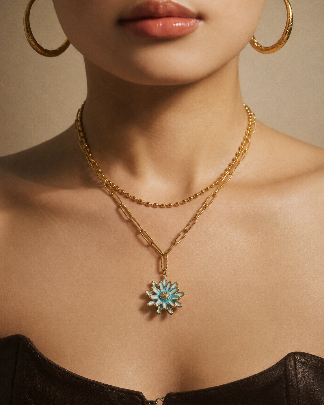 Alternate view of Maribel Daisy Layered Necklace by Zodiglow