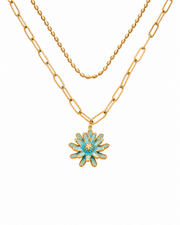 Close-up view of Maribel Daisy Layered Necklace by Zodiglow