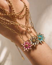Detail view of Maribel Daisy Layered Necklace by Zodiglow