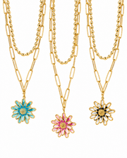Front view of Maribel Daisy Layered Necklace by Zodiglow