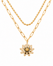 Side view of Maribel Daisy Layered Necklace by Zodiglow