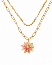 Styled view of Maribel Daisy Layered Necklace by Zodiglow
