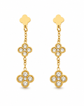 Front view of Marielle Double Clover Zircon Drop Earrings by Zodiglow
