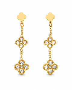 Marielle Double Clover Zircon Drop Earrings