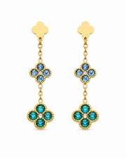 Styled view of Marielle Double Clover Zircon Drop Earrings by Zodiglow