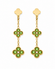 Additional view 7 of Marielle Double Clover Zircon Drop Earrings by Zodiglow