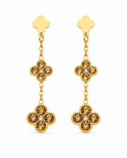 Additional view 8 of Marielle Double Clover Zircon Drop Earrings by Zodiglow