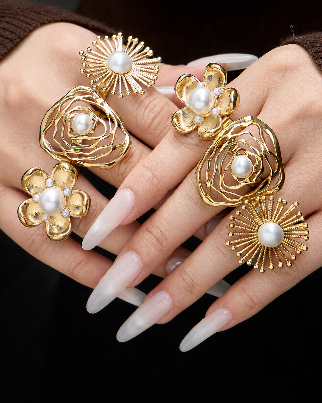 Alternate view of Marielle Shell Pearl Bloom Statement Ring by Zodiglow