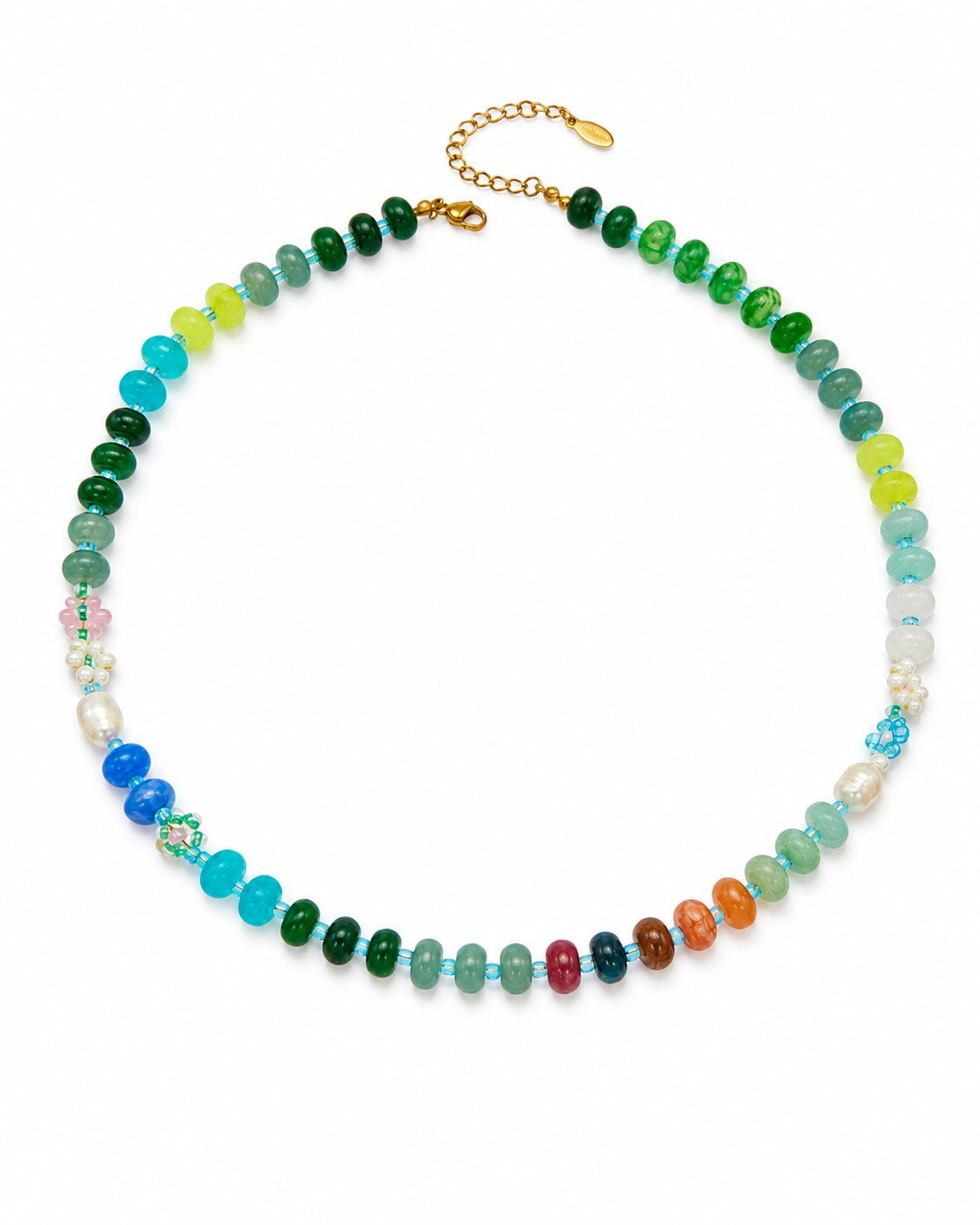 Front view of Marina Color Beaded Shell Pearl Necklace by Zodiglow