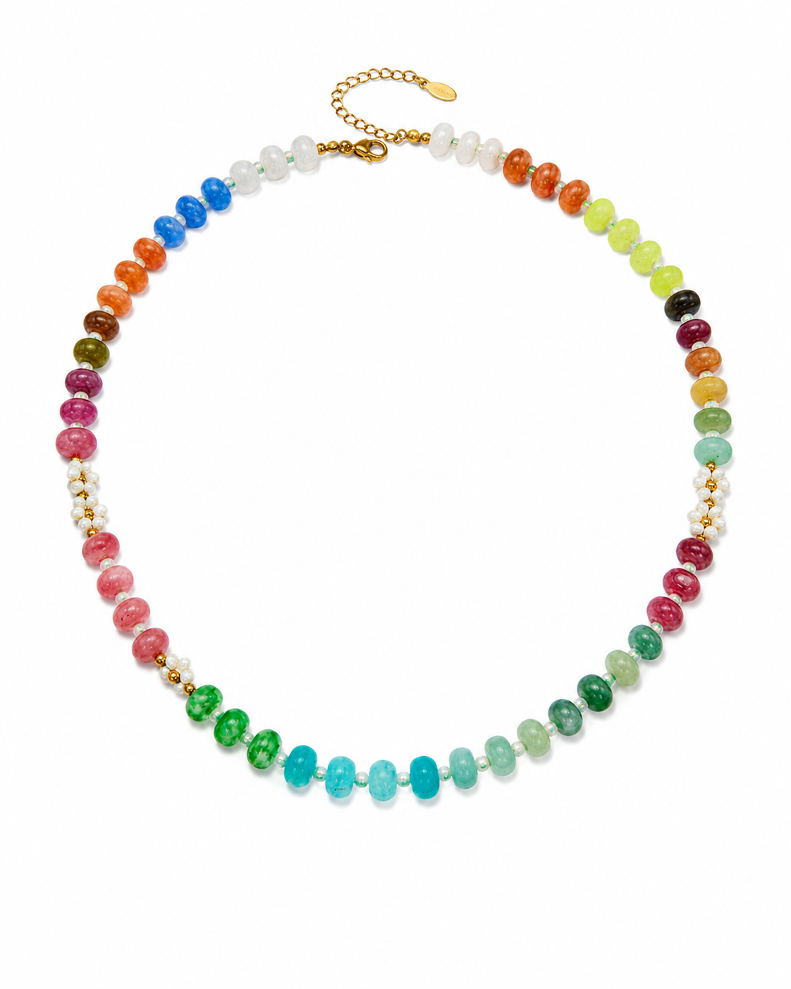 Side view of Marina Color Beaded Shell Pearl Necklace by Zodiglow