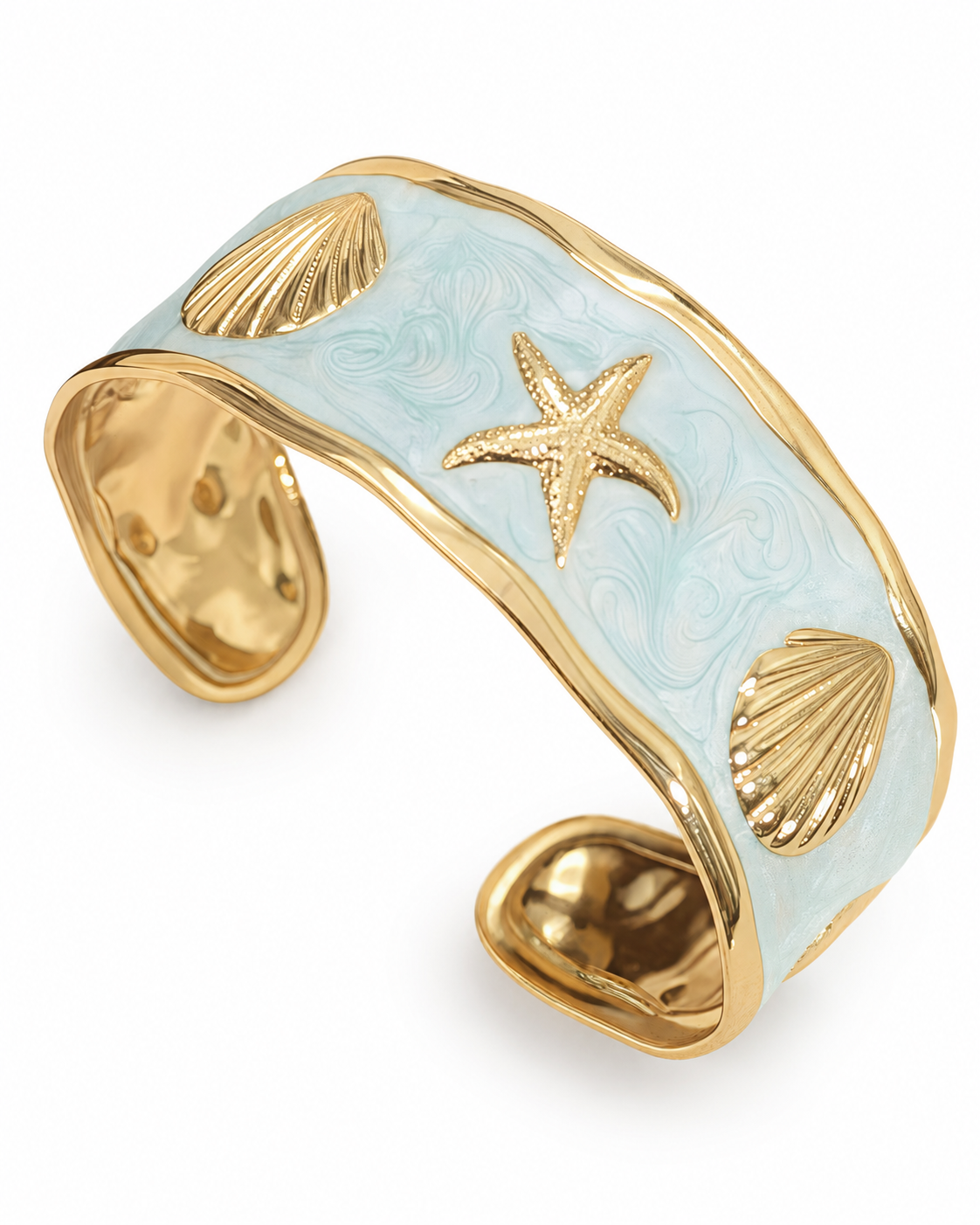 Close-up view of Marina Enamel Cuff Bracelet by Zodiglow