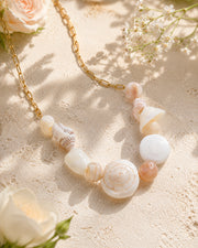 Detail view of Marina Shell Beaded Necklace by Zodiglow