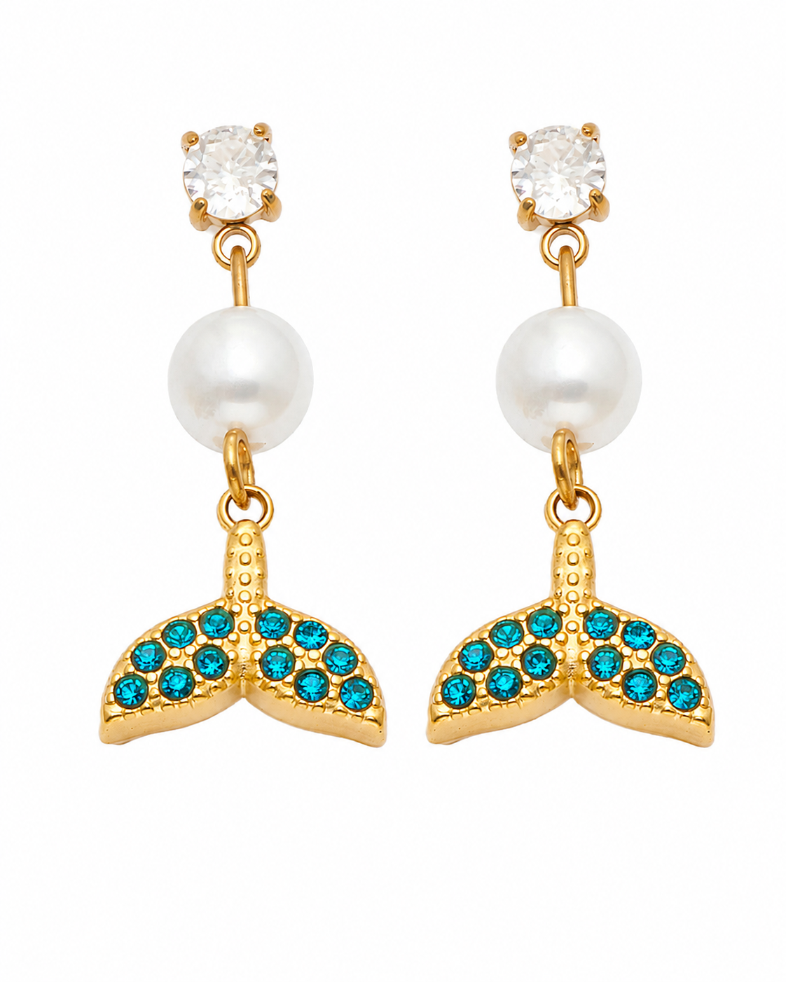 Side view of Maris Ocean Pearl Drop Earrings by Zodiglow