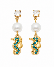 Additional view 7 of Maris Ocean Pearl Drop Earrings by Zodiglow