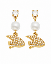 Additional view 10 of Maris Ocean Pearl Drop Earrings by Zodiglow