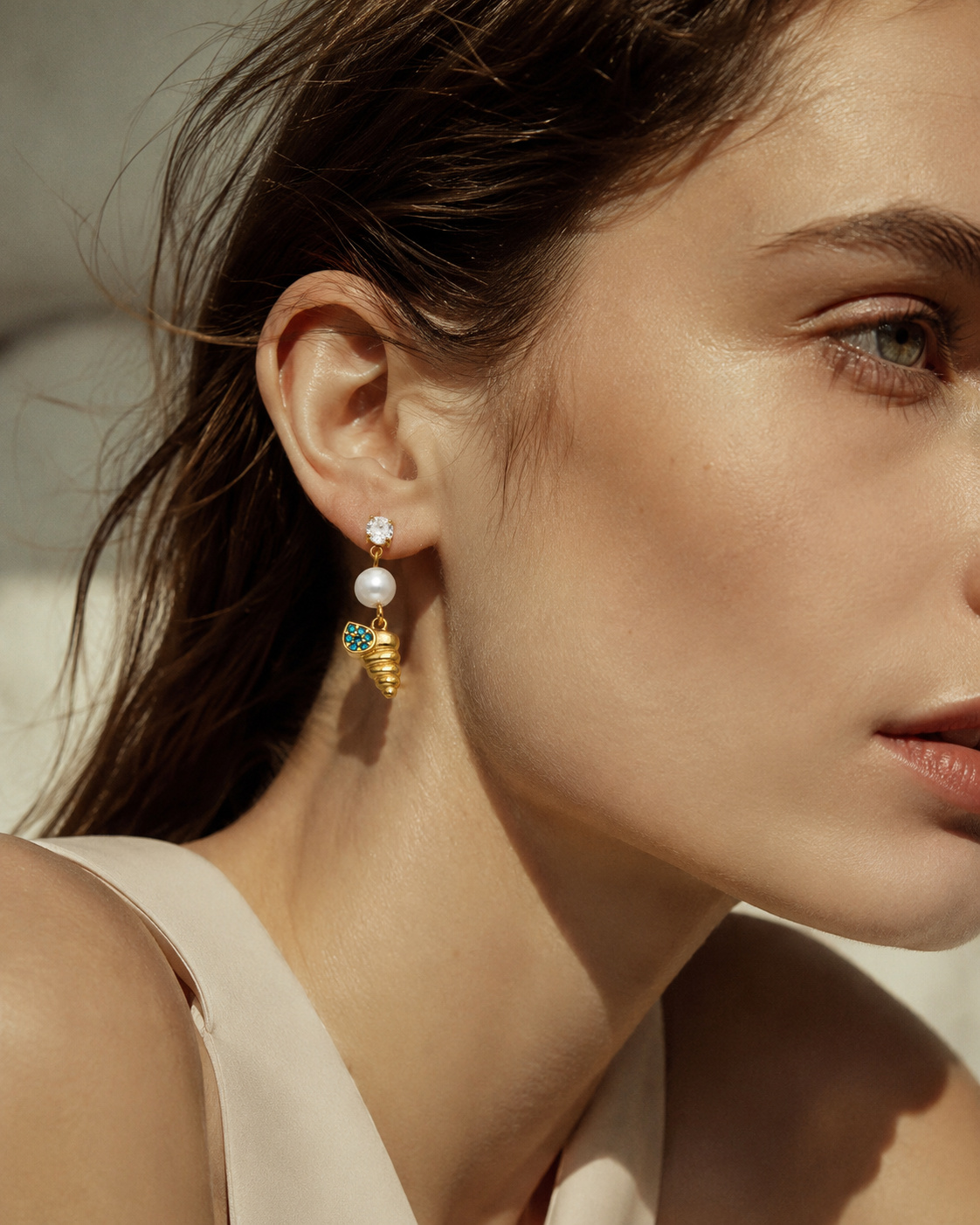 Additional view 23 of Maris Ocean Pearl Drop Earrings by Zodiglow