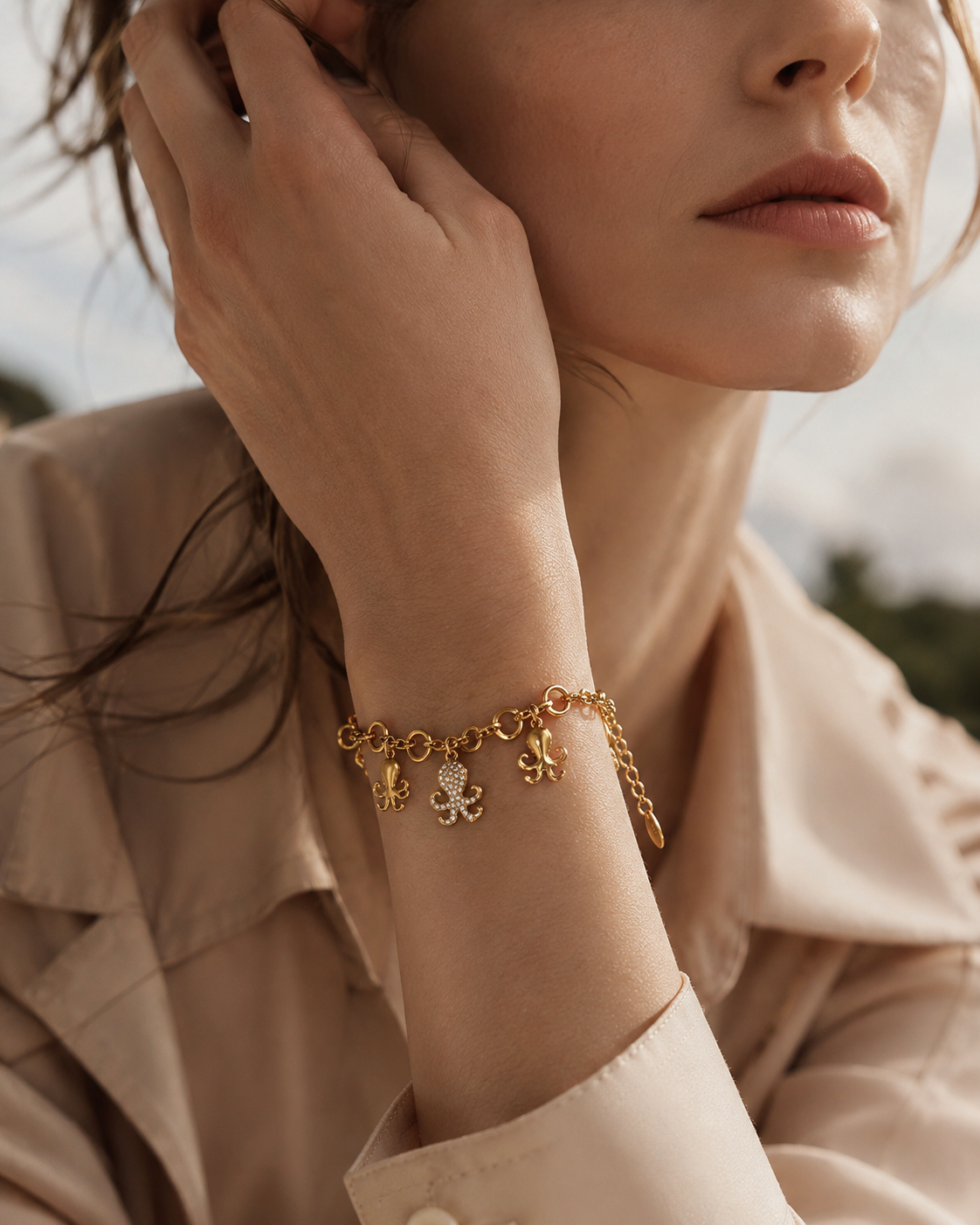 Alternate view of Maris Octopus Charm Necklace & Bracelet by Zodiglow