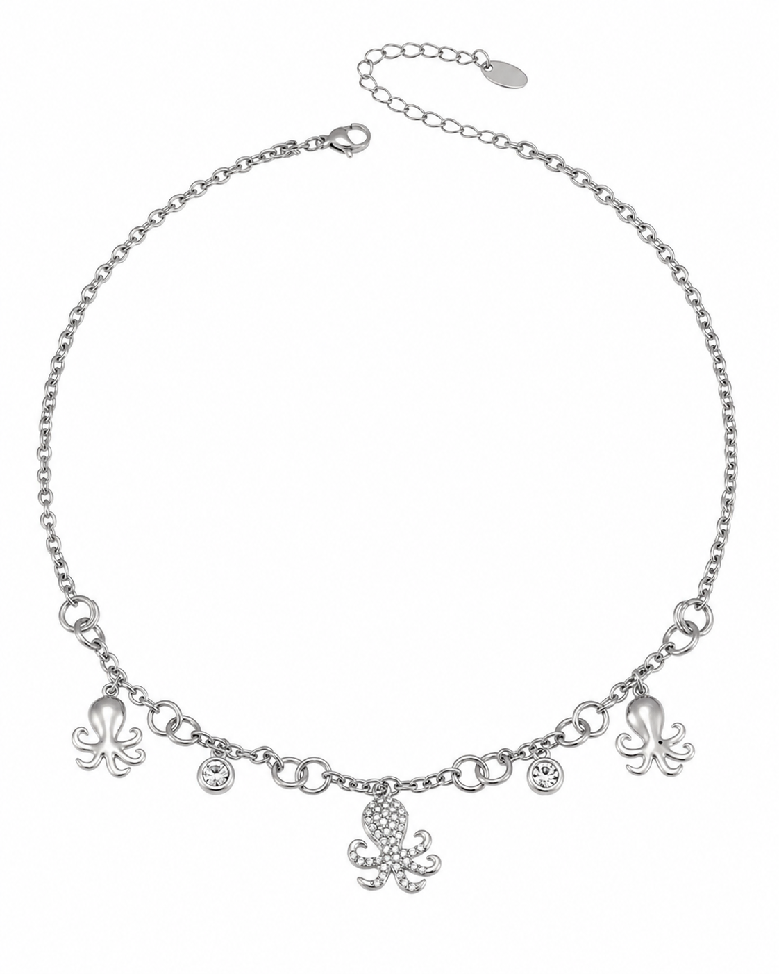 Side view of Maris Octopus Charm Necklace & Bracelet by Zodiglow