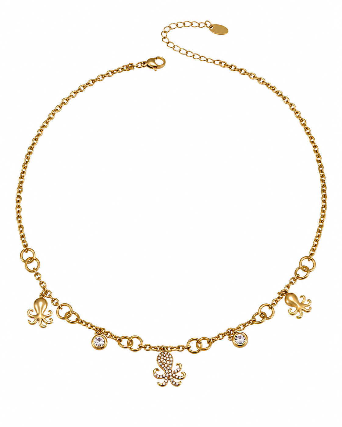Styled view of Maris Octopus Charm Necklace & Bracelet by Zodiglow