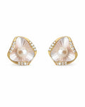 Front view of Mariselle Freshwater Pearl Shell Stud Earrings by Zodiglow