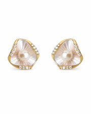 Front view of Mariselle Freshwater Pearl Shell Stud Earrings by Zodiglow
