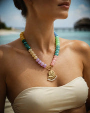 Alternate view of Marisol Rainbow Beaded Pendant Necklace by Zodiglow