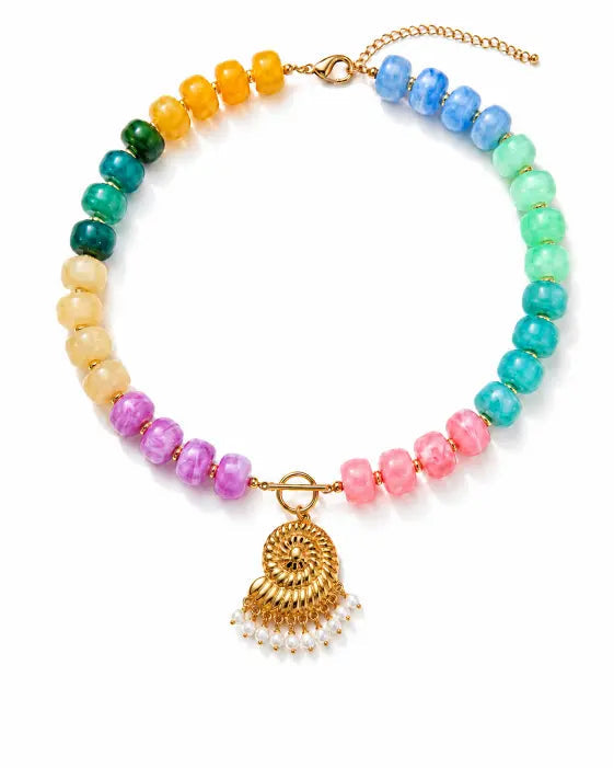 Marisol Rainbow Beaded Pendant Necklace