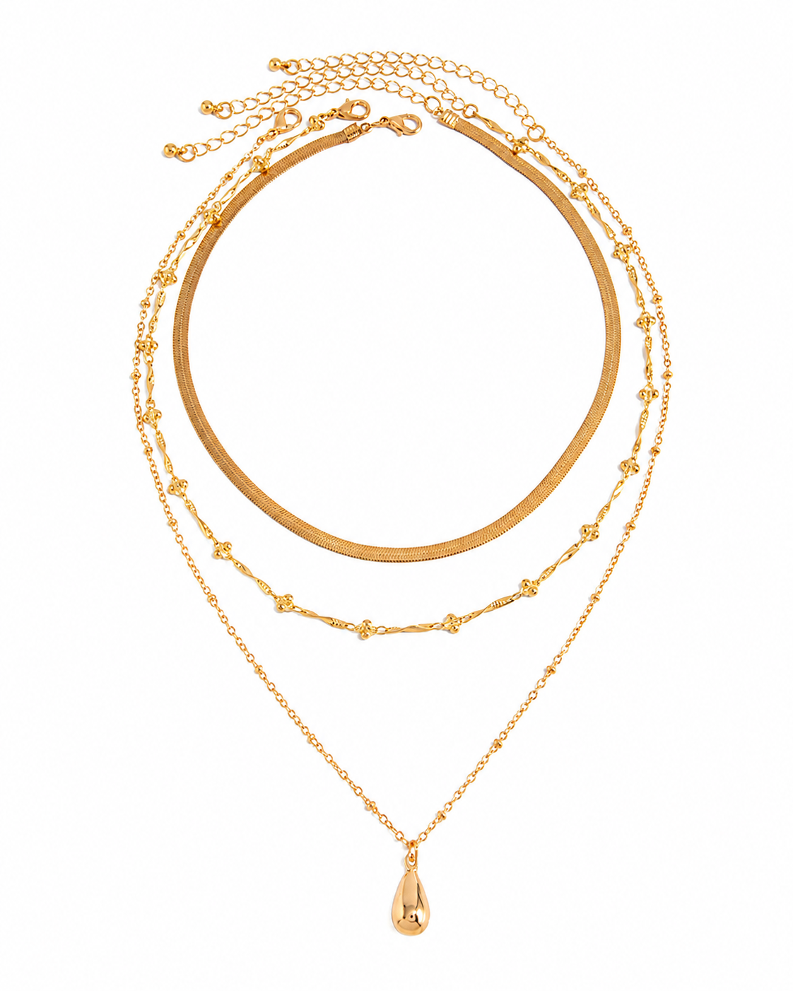 Front view of Mira 3-Piece Layered Necklace Set by Zodiglow