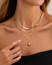 Side view of Mira 3-Piece Layered Necklace Set by Zodiglow
