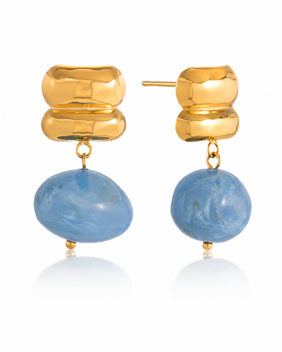 Mira Blue Pebble Drop Earrings