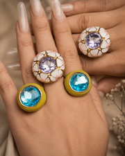 Side view of Mira Enamel Statement Ring by Zodiglow