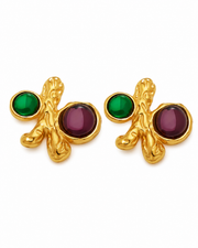 Detail view of Miro Colorblock Stud Earrings by Zodiglow