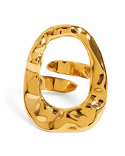 Front view of Molten Oval Gold Statement Ring by Zodiglow